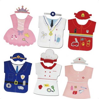 직업체험 교육완구 헝겊장난감 직업놀이 옷과모자 6종 옷입히기 교구 헝겊 역할놀이