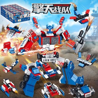 兼容樂高積木拼裝機甲金剛機器人，兒童益智拼圖玩具，多種變形軍事城市機甲, 1個, 擎天勇士【送拆件器】礼盒装