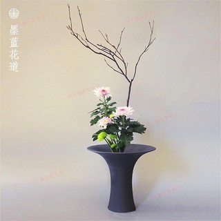 臺南出貨 池坊花器禪意日式插花器皿客廳茶席桌面擺件劍山插花器花道花瓶, 青瓷,陶瓷