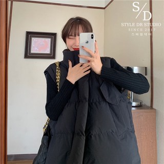 스타일닥터 여성 패딩조끼 겨울 패션 경량패딩 넉넉한 패딩 보온 솜옷 캐주얼 숏패딩 편안한 아우터