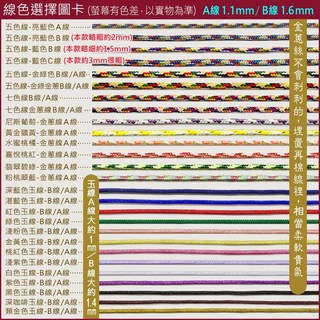 《賴嬤嬤》大悲咒開運七色線 / 五色線《裸線》：誦經加持祈福，好人緣好運好助力，可自行運用、編織, 90cm,五色線-金綠色-B線