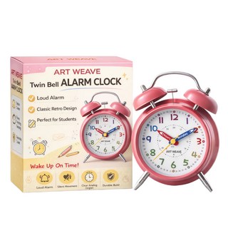 아트위브 시계공부 학습겸용 컬러풀 알람 탁상시계, 자명종 레드