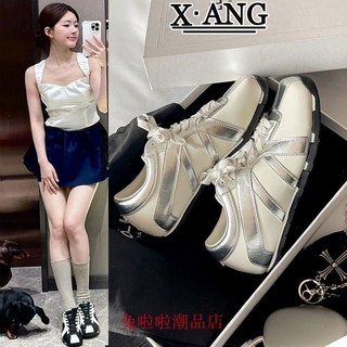 四季百搭牛皮阿甘鞋潮牌女鞋老爹鞋新款運動鞋方頭德訓鞋韓國明星街頭休閒鞋拚色闆鞋軟底平底鞋學生運動鞋寬楦休閒鞋