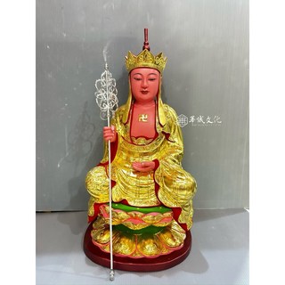 華誠 1尺3 地藏王菩薩 小葉樟實木雕刻金身佛像, 1個