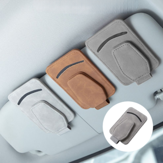 에바오 카드동시수납 가능 차량용 스웨이드 안경거치대, 그레이, 1개