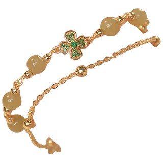 和田玉四葉草手鍊 雙層疊戴