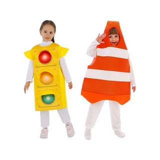 廢物專賣店 兒童紅綠燈裝 萬聖節服裝 化裝舞會 紅綠燈套裝 萬聖節服飾 表演服裝 變裝派對, 1個, 紅綠燈XL