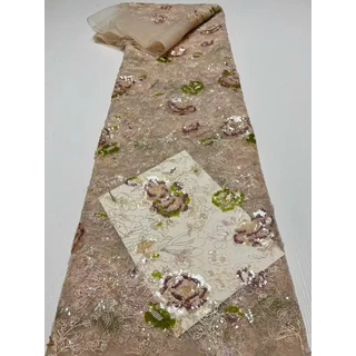 아프리카 수제 페르시 레이스 원단 프랑스 자수 봉제 하이 퀄리티 용 나이지리아 그물, 06 as picture 06_01 5 야드, 1개