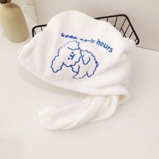 머리수건 헤어드라이타올 극세사 빨리 말리기 미용실 헤어타월 수영장 세안밴드, 블루 강아지, 1개