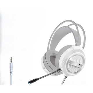ORIGIN 耳罩式電競耳麥 有線遊戲耳機麥克風 電腦專用 虛擬7.1聲道, 白色