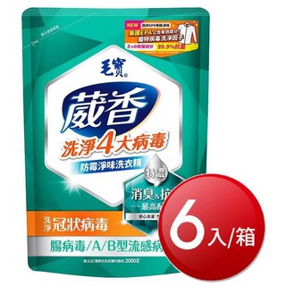 毛寶葳香 抗菌洗衣精 防霉淨味 補充包 2000g X 6包, 1個