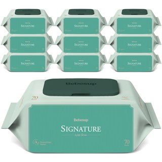 베베숲 시그니처 위드그린 아기물티슈 캡형, 70g, 70매, 10개