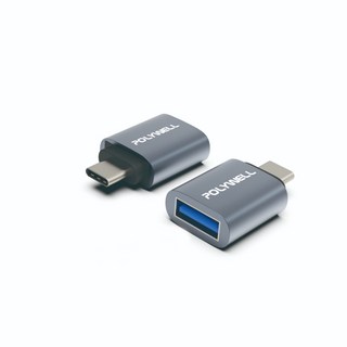POLYWELL USB Type A 轉 Type C 轉接頭 轉接器，適用於MacBook與Windows系統，高速傳輸，輕巧便攜, 1個, USB3.1 C公轉A母(OTG)