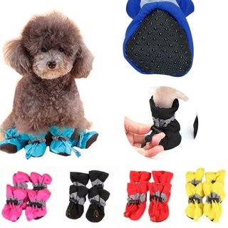 강아지 신발 장화 방수 미끄럼방지 사계절용, 4개, Blue