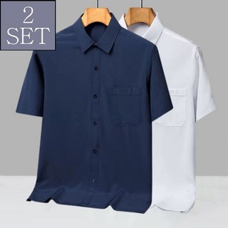 ROYALBELLE 2장묶음 남성 레이온 반팔 루즈핏 비즈니스 통기성 얇은 쿨링 오피스룩 베이직 셔츠 K043001