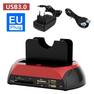 듀얼 슬롯 USB3.0-2.5/3.5인치 SATA SSD HDD 도킹 스테이션(허브 리더 포함) IDE 유형 C USB2.0 하드 드라, 01 빠른, 01 USB3.0 EU