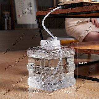 加厚透明水桶 傢用儲水桶 塑料帶蓋純凈水桶 車載大號手提茶水桶 戶外便攜式水桶 大桶 飲水機桶 手提式水桶 蓄水桶, 1個, 約10斤【側提手-茶道桶】