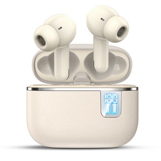 LifeSync 블루투스 이어폰 무선 노이즈 캔슬링 LED 방수 커널형 이어폰, 베이지, H03