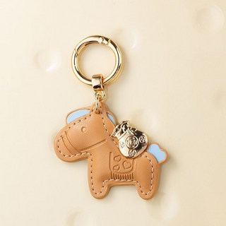 MQALLQ 手工牛皮革馬造型汽車鑰匙扣掛件, 棕小馬, 1個