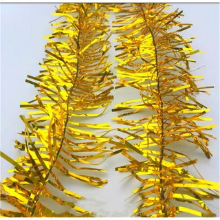 萱寶媽咪baby童裝館 現貨聖誕節裝飾彩帶，幻彩流蘇拉花彩帶，婚禮、節日、生日場地佈置裝飾, 054金色彩帶, 1個