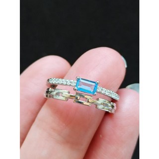 托帕石 阿斯切 蝴蝶 鍊條 925銀 戒指 天然 瑞士藍 倫敦藍