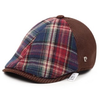 비토스 25F/W 피에르가르뎅 타탄체크 레더 믹스 헌팅캡 골프모자 베레모 도리구찌