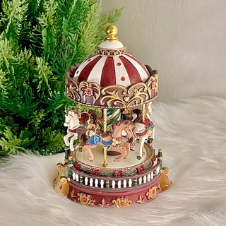 파티지엥 빈티지 오르골 크리스마스 선물 소품, 05. 회전목마_burgundy