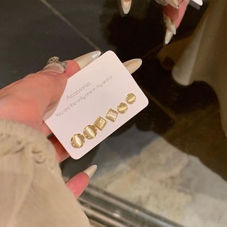 養耳洞B備！貓眼石耳釘六件套女睡覺免摘耳骨釘設計感小衆耳飾