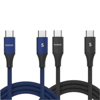 Soodatek type c 充電線 PD快充線 適用 i17 i16 S24 小米 30cm 2m 傳輸線 手機線, USB to Type-C 藍,1m, 1個, 1m