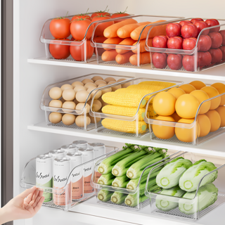 하코리 냉장고 정리 대형 다용도 트레이, 4개, 투명