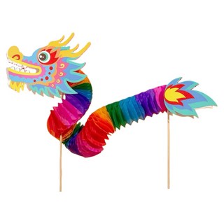 萱寶媽咪baby童裝館 現貨兒童新年手工舞龍材料包 龍年手作紙龍 手工舞龍美勞美術過年趣味手工舞龍材料包勞作DIY趣味舞龍立體造型親子互動DIY, 035藍色手工龍, 1個