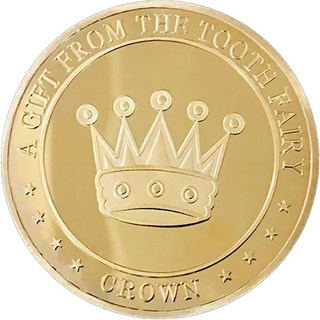 牙仙子金幣 星座金幣 鍍金紀念幣 兒童換牙禮物 許願幣 20款, 王冠-牙仙子金幣, 1個