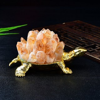 熱賣天然黃紫水晶烏龜擺件金龜喬遷送禮居家辦公室書房軟裝飾窗臺品（美好生活家居鋪, 黃水晶款