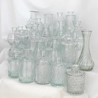 웨딩테이블 장식 유리화병 답례품 투명 미니병 카페테이블 작은 화병 센터피스 돌상 부자재, 한 세트