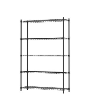 KIWISH奇意 加高款五層置物架 120x46x210H 防鏽耐用 鐵架 層架 收納架 鐵力士架 電器架 波浪架 免工具, 暗夜黑, 5層