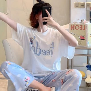 Elsso 女款睡衣 短袖T恤 + 長褲 家居服 室內服 睡衣 上下套裝