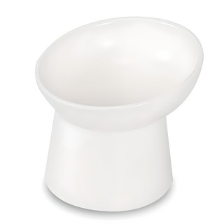 MONAGIO 寵物斜圓形陶瓷高架碗組, 1個, 白色