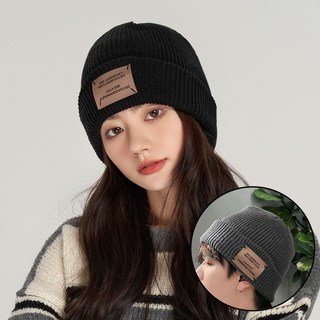 예삐스토어 라벨 패치 비니 골지 롱비니 모자 빅사이즈 패치 비니 대두 도톰 털모자