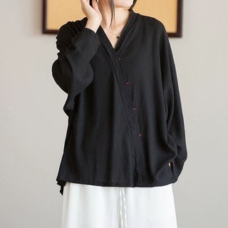 COSYEVNO 여성 생활한복 개량한복 가을 빈티지 패션 브이넥 면마 긴팔 상의 lyjshhf-05