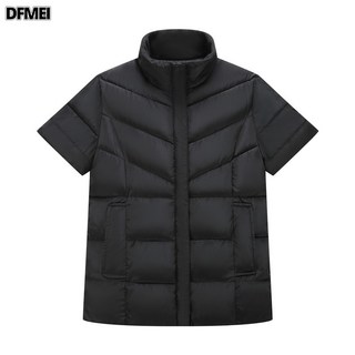 DFMEI 남성 소매 면 조끼 오버사이즈 반팔 민소매 아빠 통통한 노인 반팔 패딩 점퍼