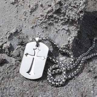 十字架方牌鈦鋼項鍊/潮搭配衣服/簡約個性/我信仰我自信