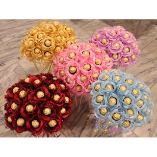 孟之坊婚禮精品舘 金莎玫瑰花．二次進場．求婚．棉花糖．婚禮小物．情人節．畢業花束, 1個, 金色, 金色