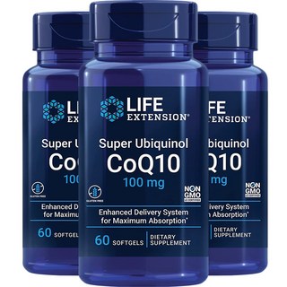 LIFE EXTENSION 超級還原型輔酶Q10 100毫克軟膠囊, 60錠, 3個
