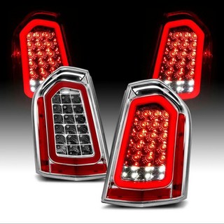 자동차 헤드라이트 전조등 전구 아메리라이트 풀 인텐스 LED 테일 라이트 브레이크 및 후진 주차등 바 20112014 크라이슬러 300 세단 차량 조명 어셈블리 블랙 하우징, Chrome Housing