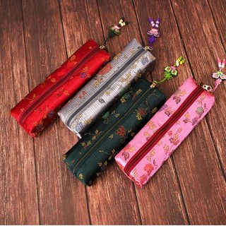 백의민족공방 한국산 누비 당초문 자수 필통, 10. 녹색