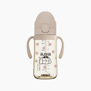 桃園小太陽 UBMOM 2025限定款 畫家貓咪 渡假狗狗 PPSU 吸管杯 學習杯 練習杯 渣渣不回流, 奶茶色 渡假狗狗, 1個, 280ml