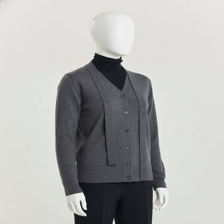 100%정품 헤지스 가디건 니트 여성 가격인하울100% 그레이 워셔블 타이 장식 브이넥 데