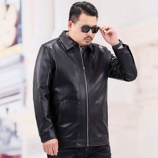 皮衣外套 男 中年商務休閒立領夾克 男士春秋加肥加大外套 胖子寬鬆皮衣 短版皮外套 皮夾克外套