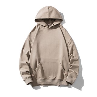 潮牌寬鬆落肩簡約風套頭雙紐扣連帽長袖薄款衛衣