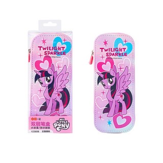 小馬寶莉雙層鉛筆盒 可愛卡通兒童鉛筆盒收納文具 大容量文具筆盒 生日禮物, 1個, YZ5938 小馬寶莉雙層筆盒-紫悅款